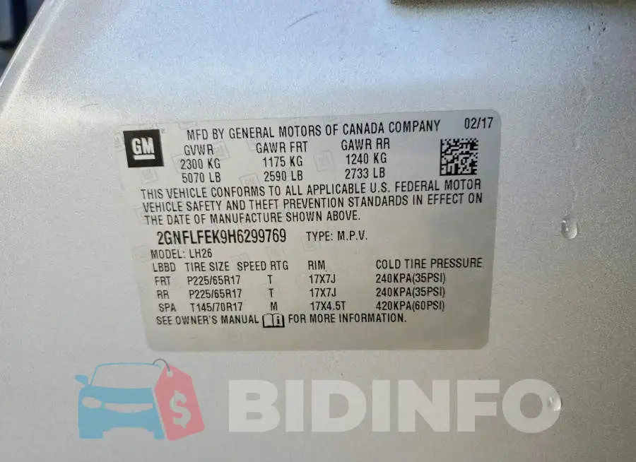 2GNFLFEK9H6299769 Photo# 13
