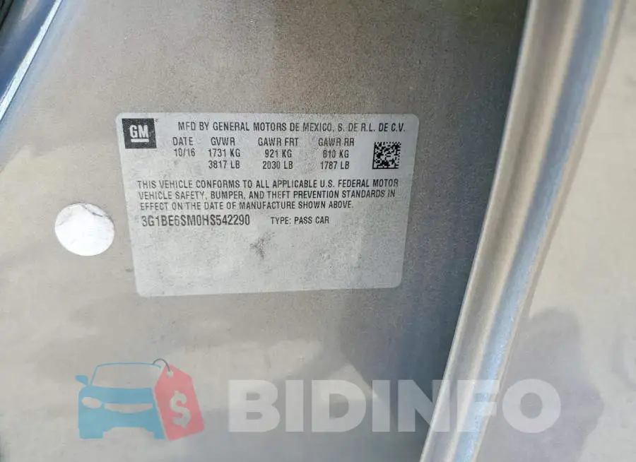 3G1BE6SM0HS542290 Photo# 12