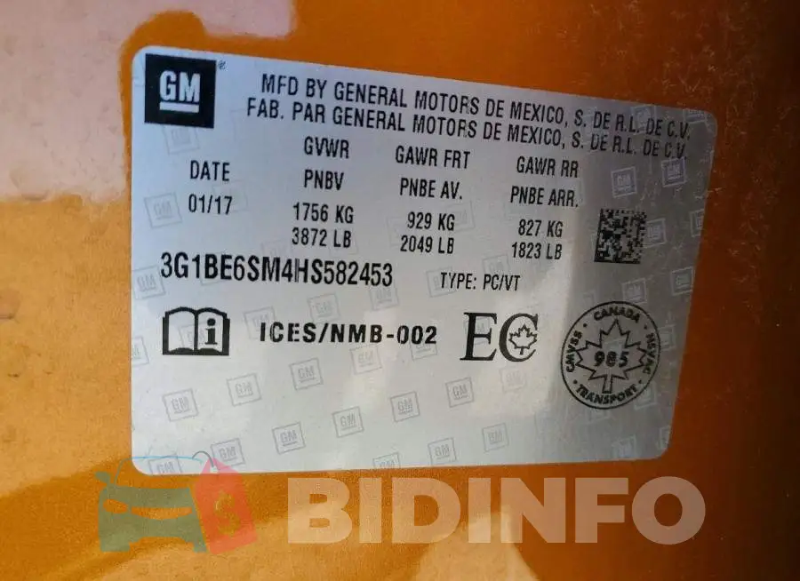 3G1BE6SM4HS582453 Photo# 12