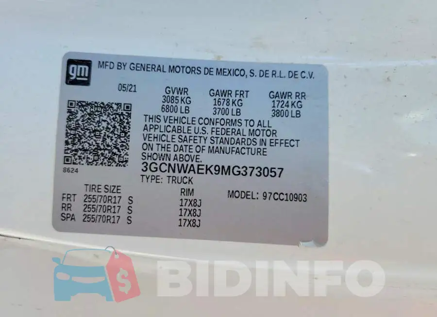 3GCNWAEK9MG373057 Photo# 12