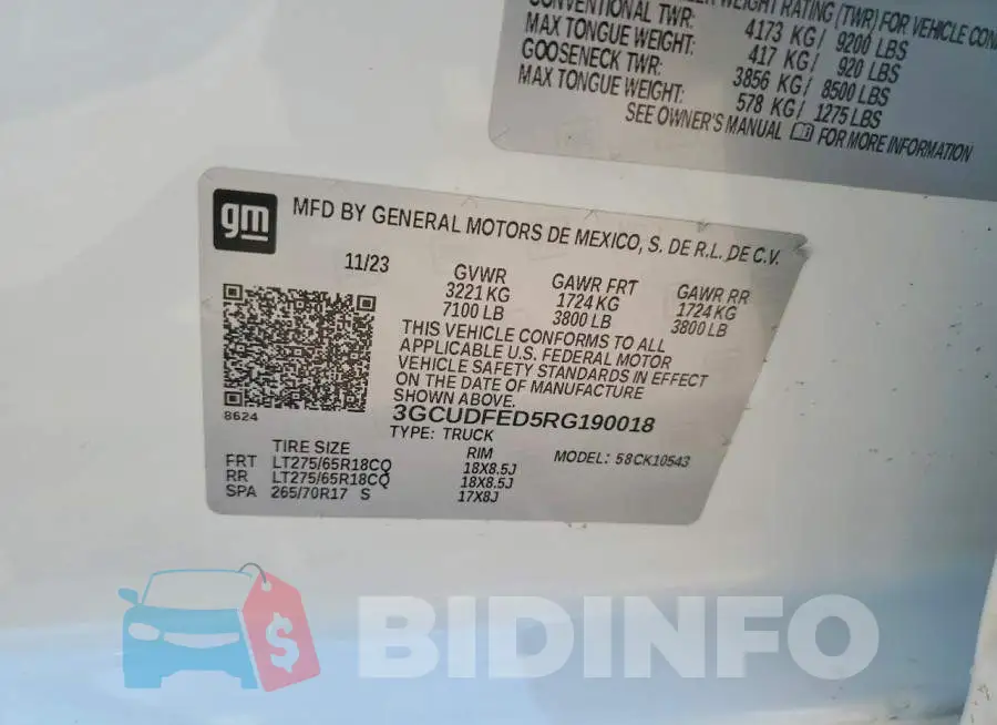 3GCUDFED5RG190018 Photo# 13