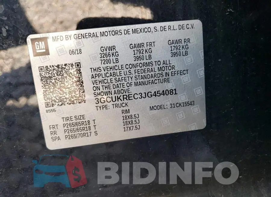 3GCUKREC3JG454081 Photo# 12