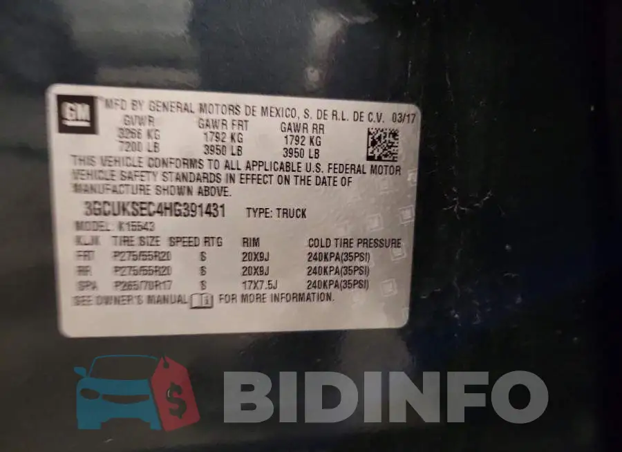 3GCUKSEC4HG391431 Photo# 12