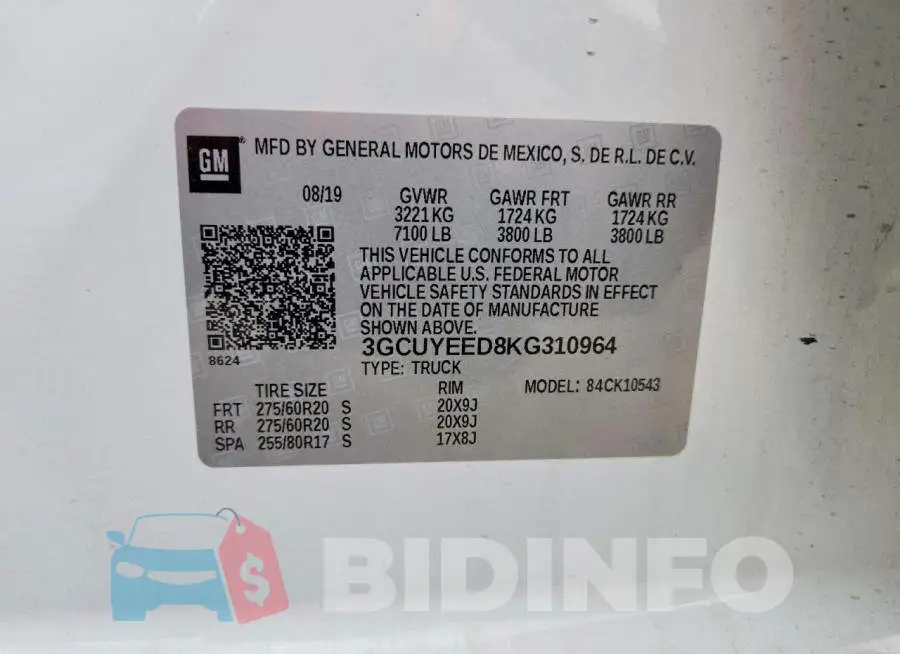 3GCUYEED8KG310964 Photo# 12