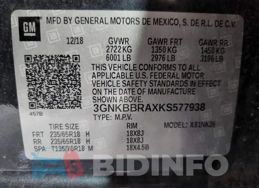 3GNKBBRAXKS577938 Photo# 12