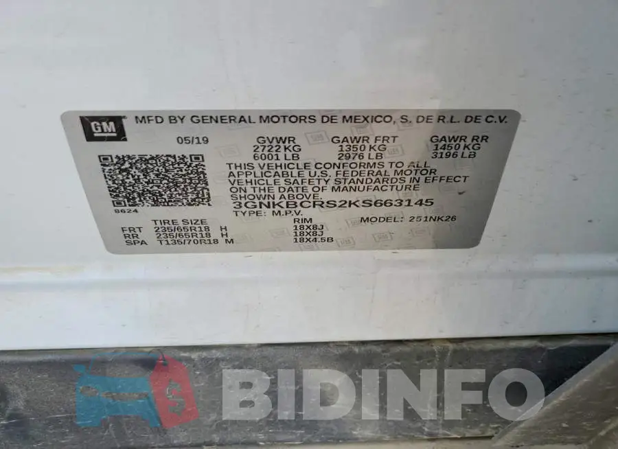 3GNKBCRS2KS663145 Photo# 13