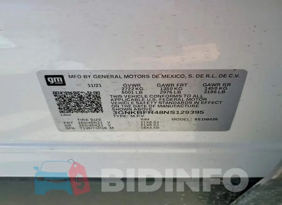3GNKBFR48NS129395 Photo# 13