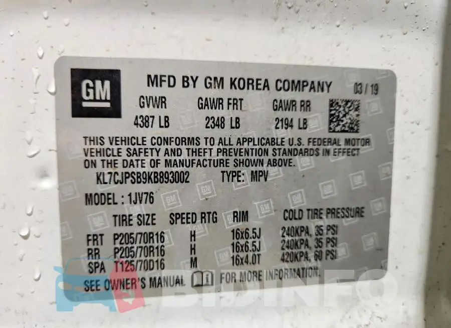 KL7CJPSB9KB893002 Photo# 13