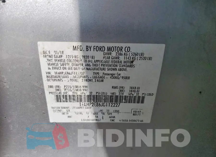 1FAHP2E86JG112227 Photo# 12