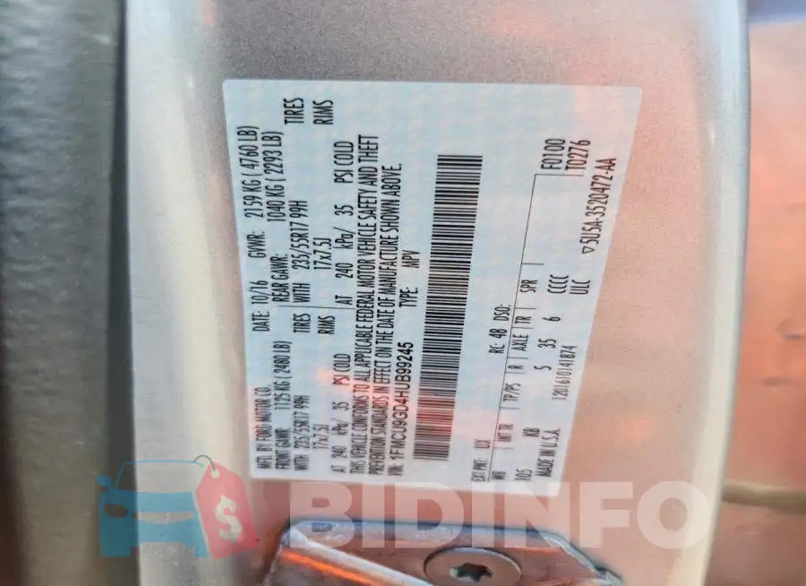 1FMCU9GD4HUB99245 Photo# 13