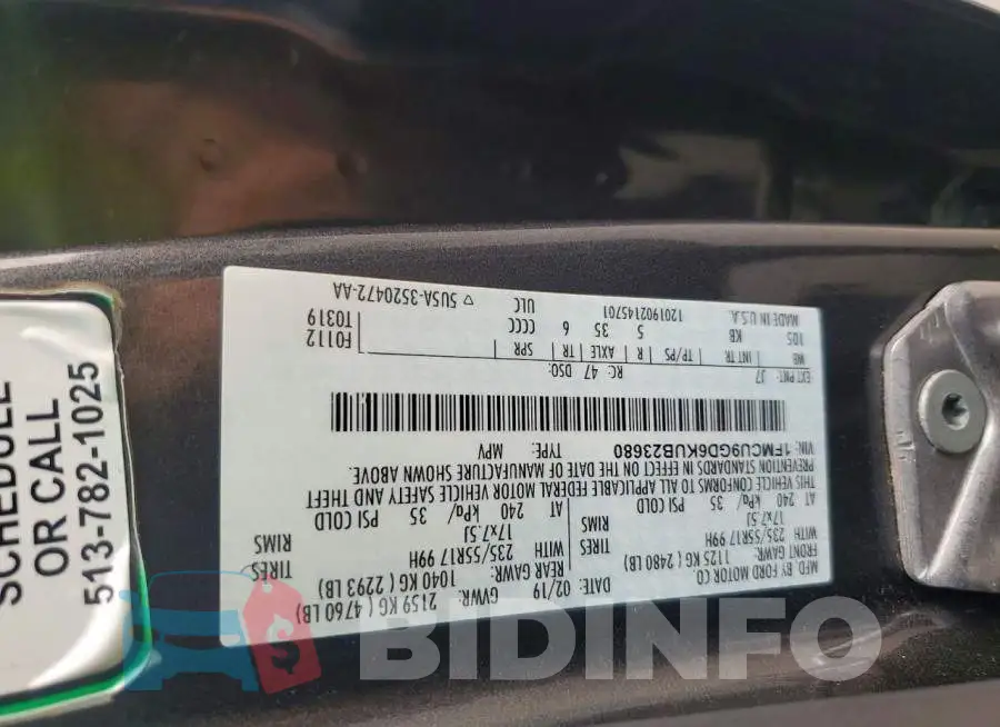 1FMCU9GD6KUB23680 Photo# 14