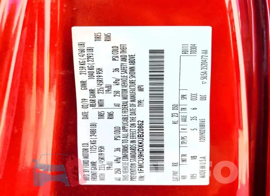 1FMCU9HDXKUB20862 Photo# 14