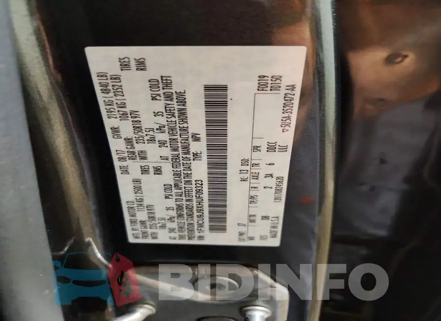 1FMCU9J9XHUF09323 Photo# 14