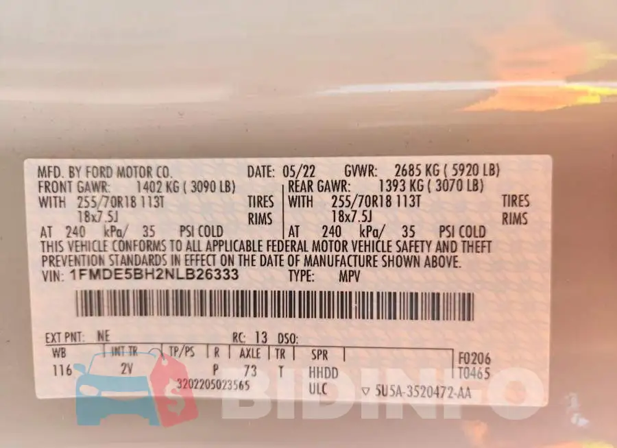 1FMDE5BH2NLB26333 Photo# 14