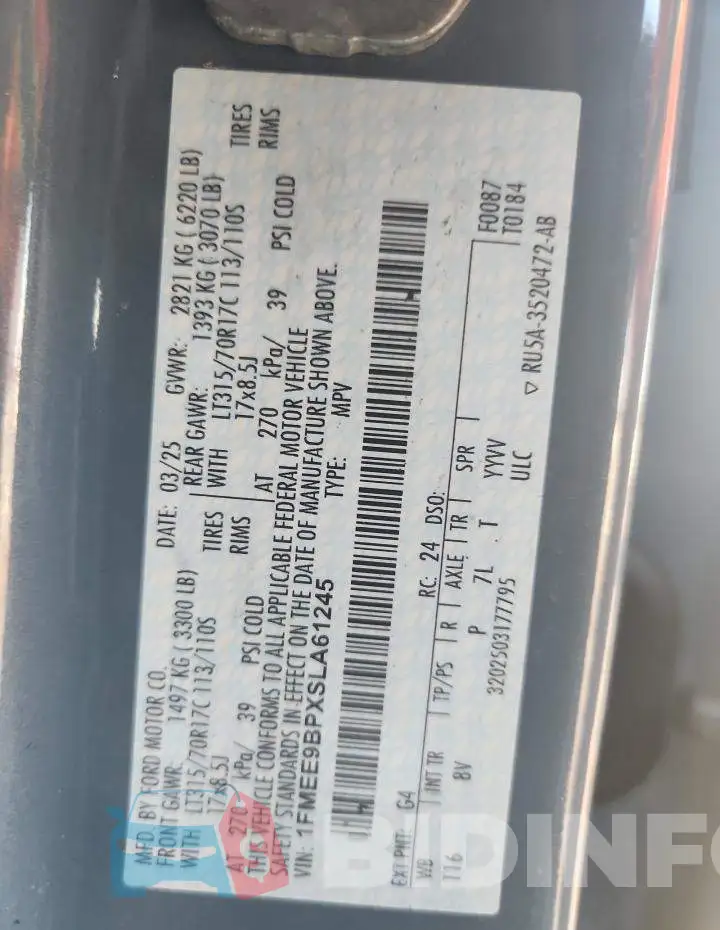 1FMEE9BPXSLA61245 Photo# 13