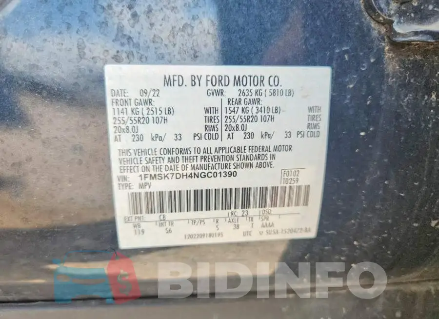 1FMSK7DH4NGC01390 Photo# 13