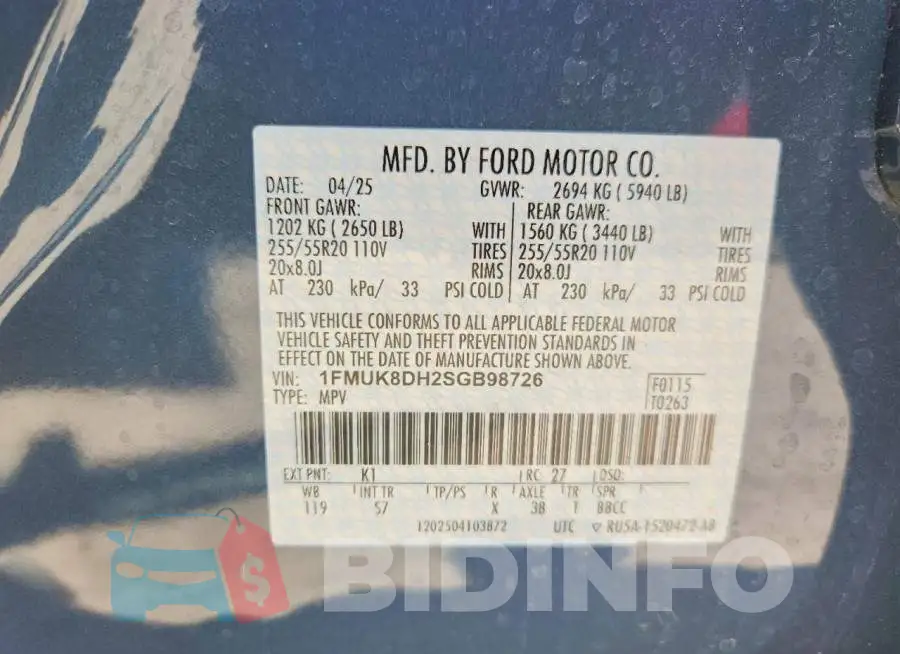 1FMUK8DH2SGB98726 Photo# 14
