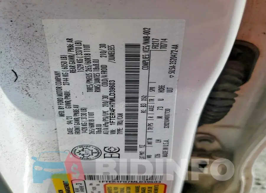 1FTER4FH7MLD39603 Photo# 12