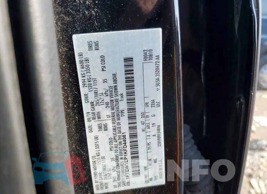 1FTEW1EP1KFD44081 Photo# 12