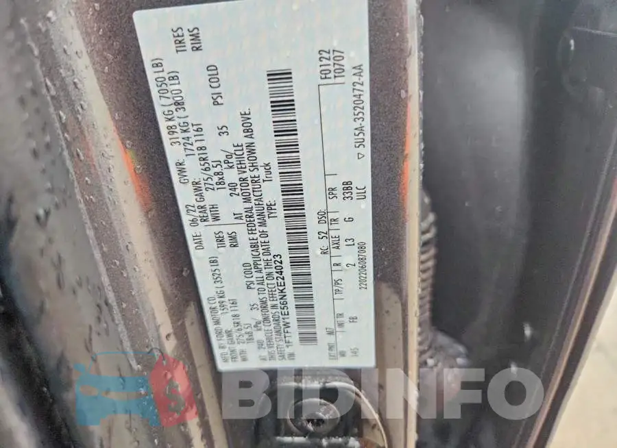 1FTFW1E56NKE24023 Photo# 12