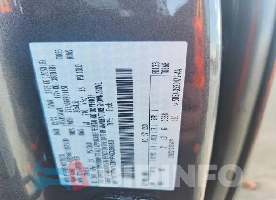 1FTFW1E81PKD28653 Photo# 12
