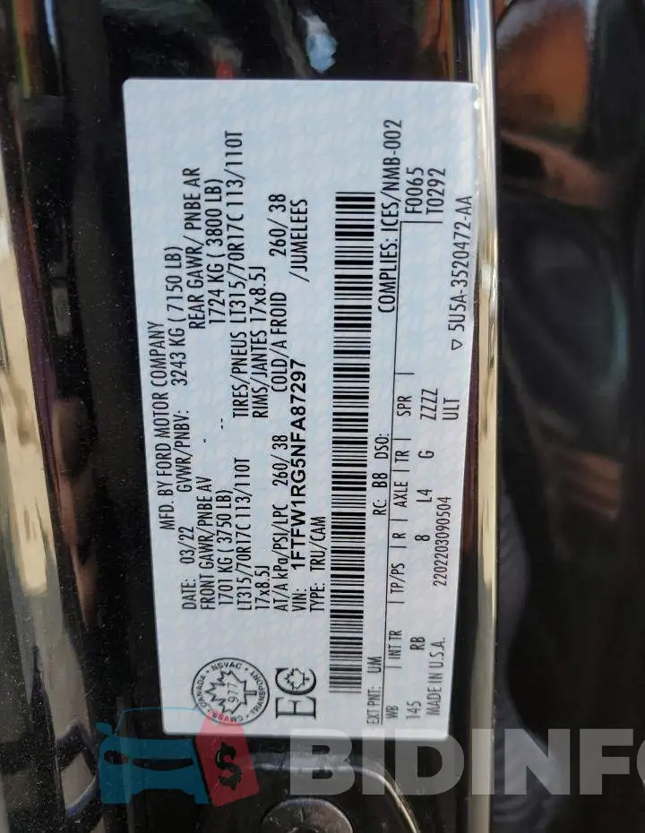 1FTFW1RG5NFA87297 Photo# 13