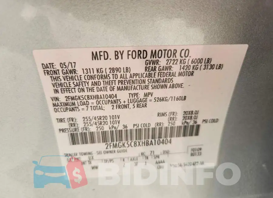 2FMGK5C8XHBA10404 Photo# 12