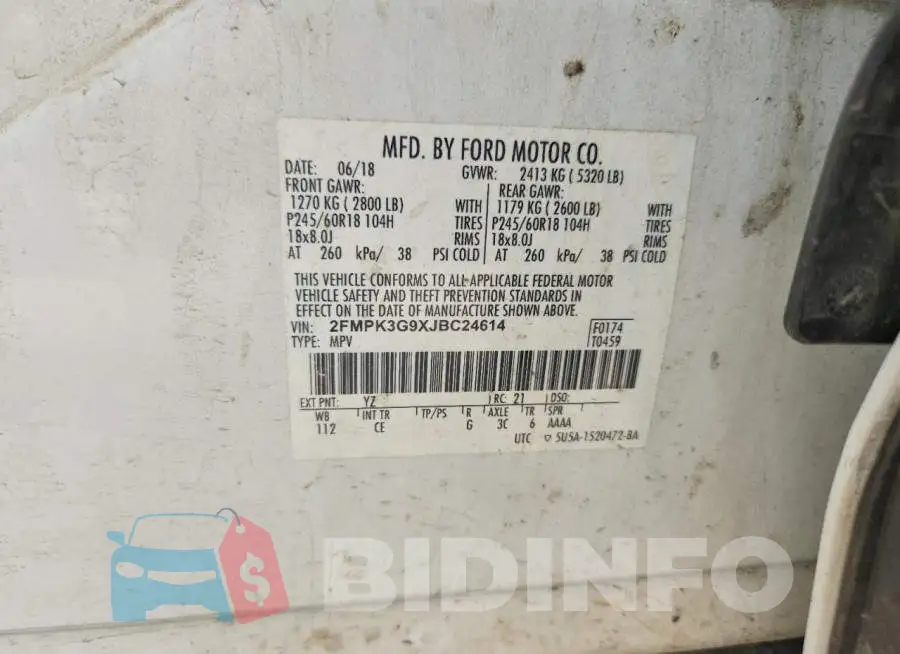 2FMPK3G9XJBC24614 Photo# 12