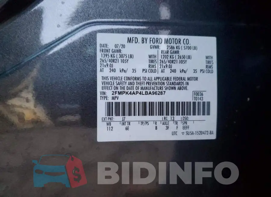 2FMPK4AP4LBA96287 Photo# 13