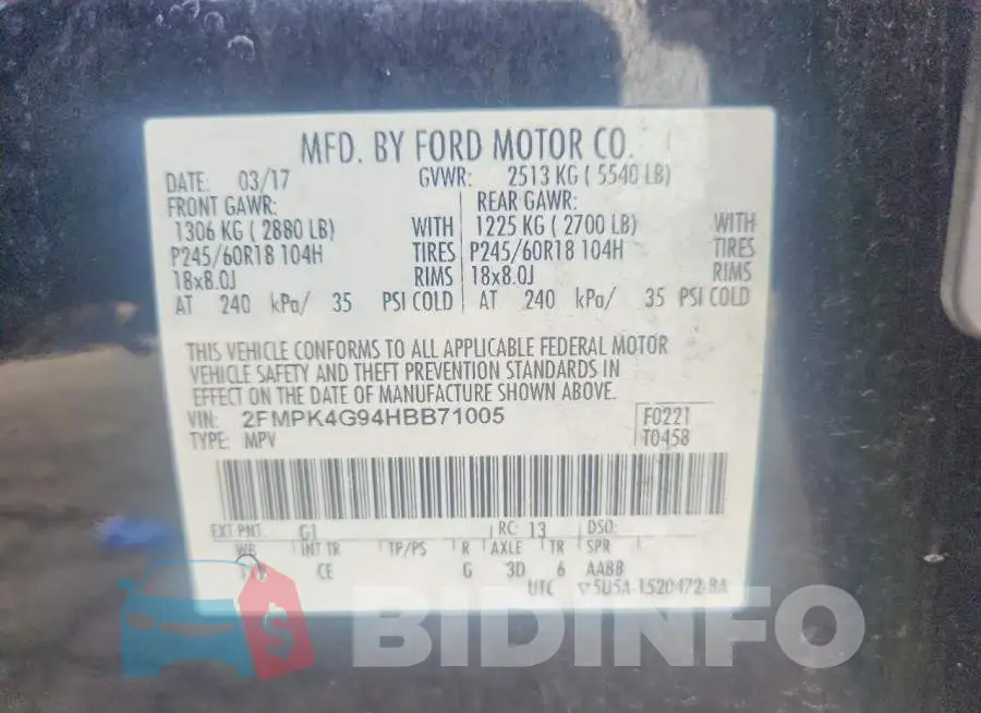 2FMPK4G94HBB71005 Photo# 13