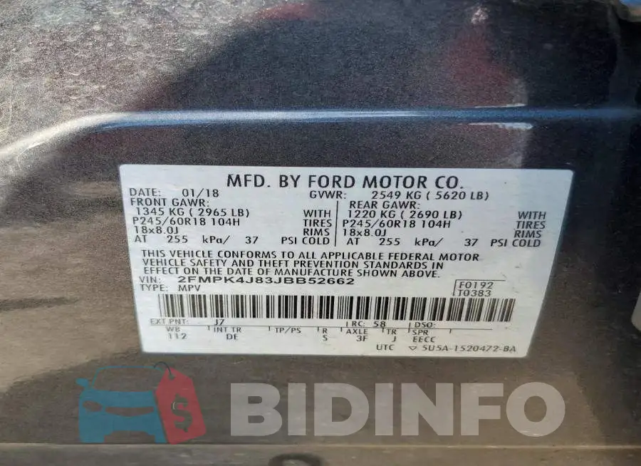 2FMPK4J83JBB52662 Photo# 13