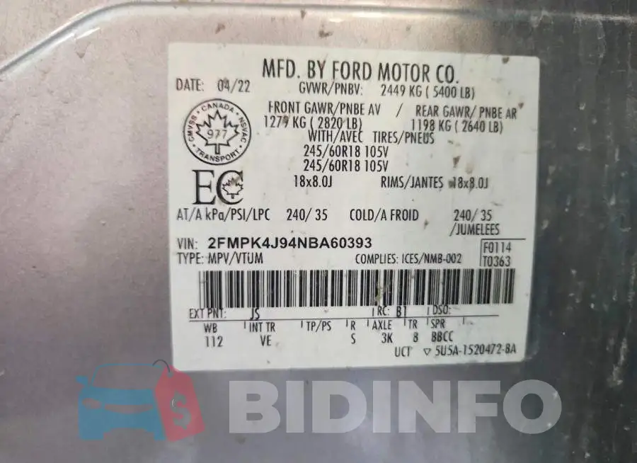 2FMPK4J94NBA60393 Photo# 13