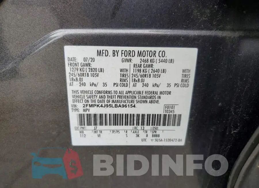 2FMPK4J95LBA96154 Photo# 13