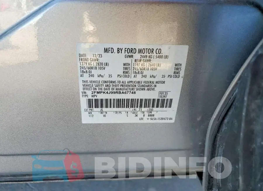 2FMPK4J99RBA67748 Photo# 14