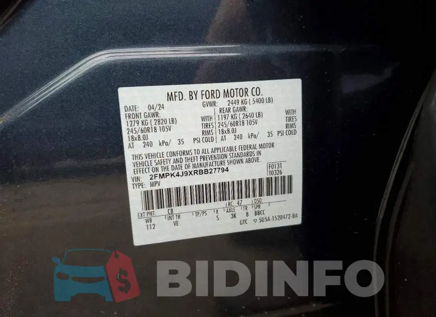 2FMPK4J9XRBB27794 Photo# 13