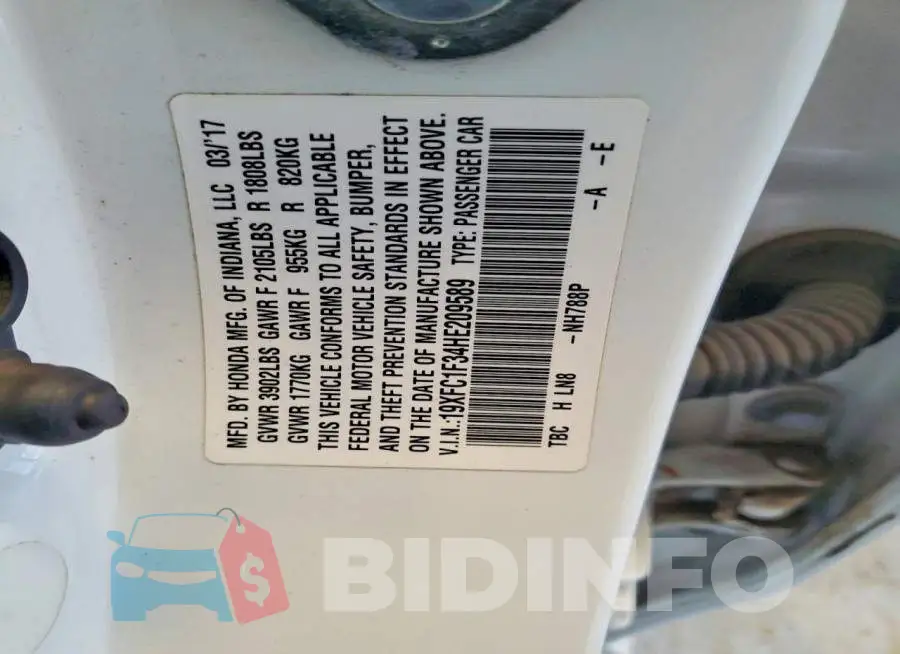 19XFC1F34HE209589 Photo# 13