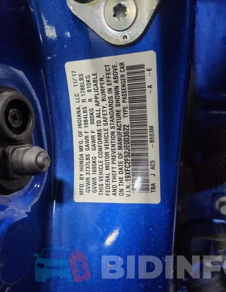 19XFC2F52JE003622 Photo# 13