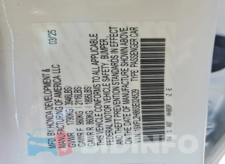 19XFL2H86SE024529 Photo# 12