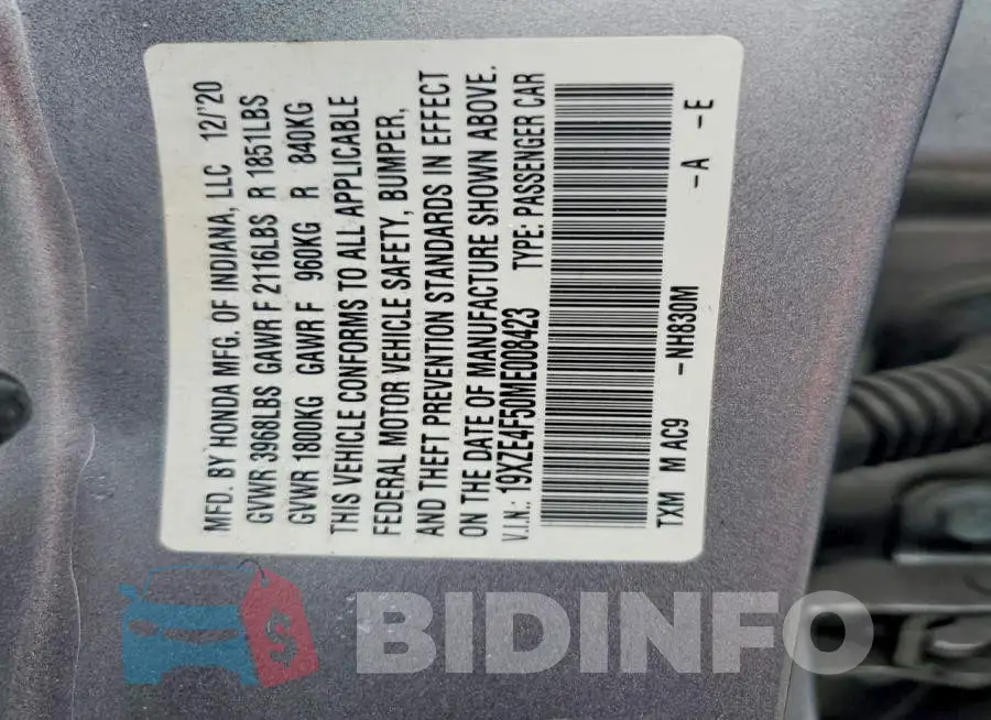 19XZE4F50ME008423 Photo# 13