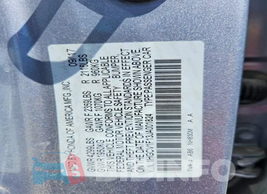 1HGCV1F13JA001824 Photo# 12