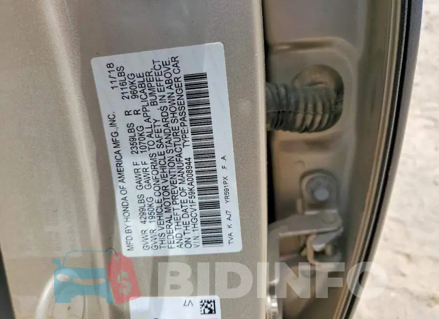 1HGCV1F59KA008944 Photo# 12