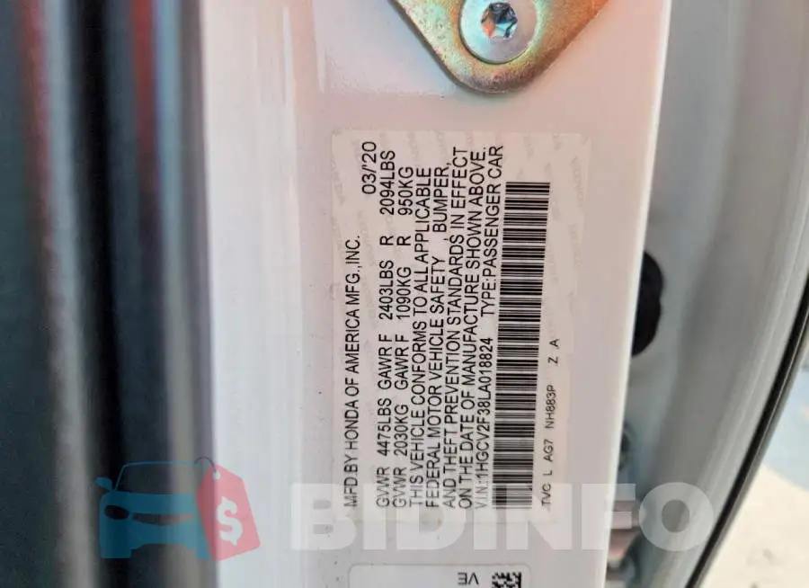1HGCV2F38LA018824 Photo# 13