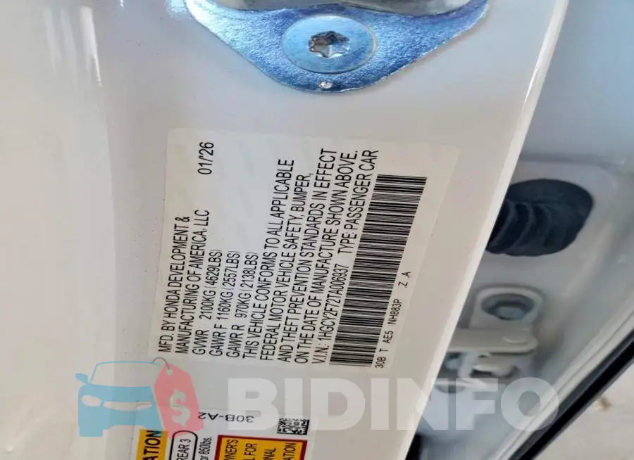 1HGCY2F72TA006937 Photo# 13