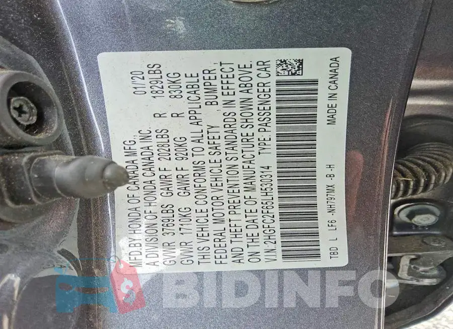 2HGFC2F65LH530314 Photo# 12