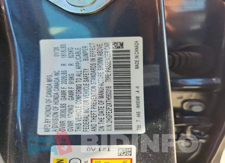 2HGFE2F2XTH560318 Photo# 12