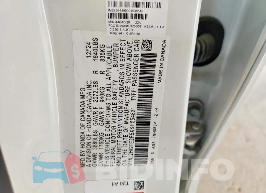 2HGFE2F5XSH554821 Photo# 12