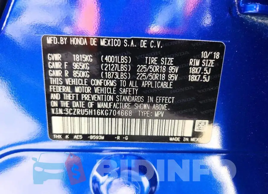 3CZRU5H16KG704668 Photo# 13