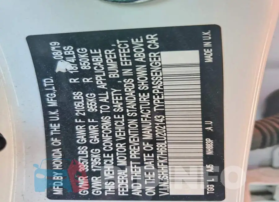 SHHFK7H68LU202143 Photo# 12