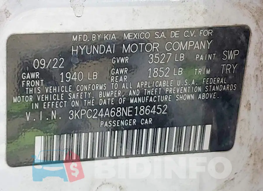 3KPC24A68NE186452 Photo# 12
