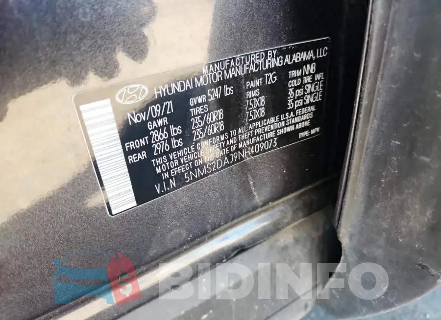 5NMS2DAJ9NH409073 Photo# 14
